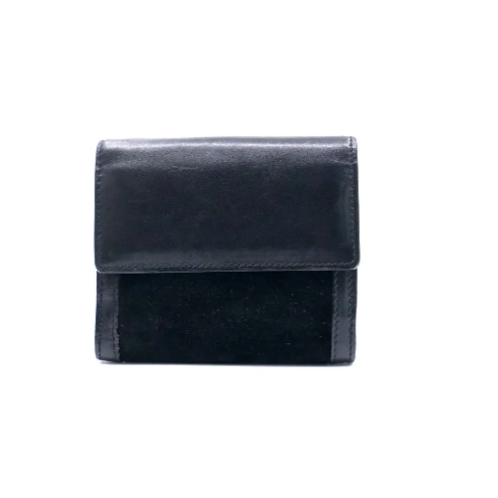 Gucci Compact Hook Wallet in Black with Logo Plate Suede and Leather Authentic - Picture 3 of 14